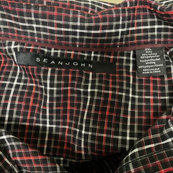 Sean John Plaid Button Up Shirt 2XL - Picture 6 of 8
